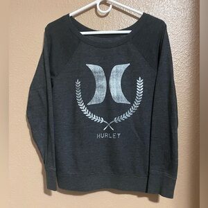 Hurley Dark Gray Crewneck Sweatshirt with White Logo